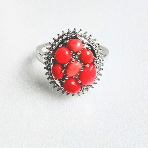 Karis Oregon Peach Opal White Zircon Blooming Ring in Platinum Bond 1.85 ctw